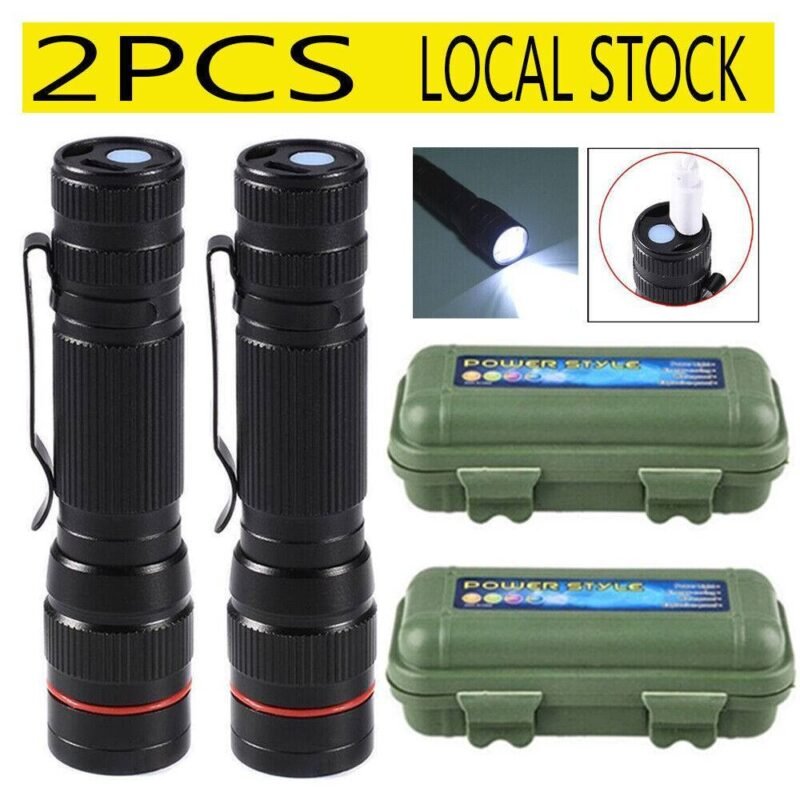 LED Flashlight Rechargeable 3-Modes Zoomable Torch Gift Box USB Cable