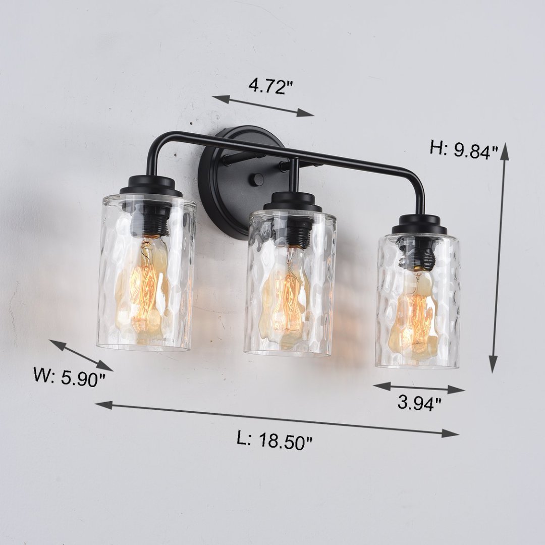 3-Light With Clear Glass Satin Shade,Unique Hand-make Lampshade, Industrial Indoor Light Fixture For Bathroom Living Room Bedroom Over Kitchen Sink,E26 Socket No Bulb - Image 5