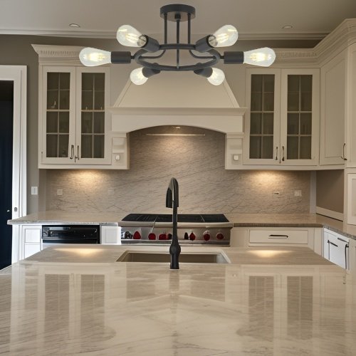 6 Lamps Modern Sputnik Lamp Semi Recessed Chandelier Black - Image 3