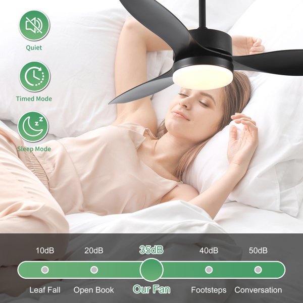 52 Inch Indoor And Outdoor Ceiling Fan With LED Selected Light Kit - Black - Image 9