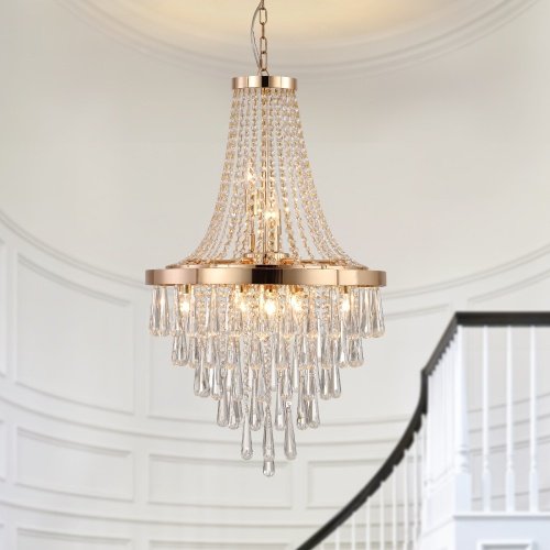 Golden Crystal Chandelier, Large Modern Luxury Chandelier For Living Room, Dining Room, Bedroom, Hallway - Bulb Not Included Unavailable Platforms- Temu