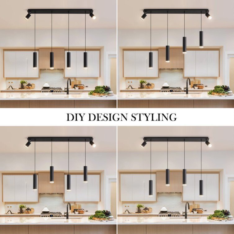 Angelina 6 - Light Matte Black Kitchen Island Pendant No Bulb - Image 3
