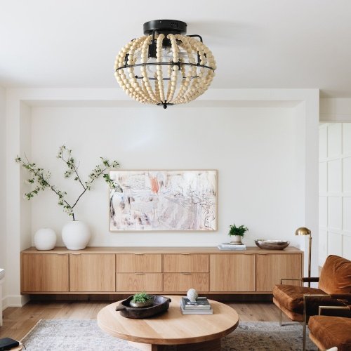 Beaded Fan Lamp Wooden Beaded Chandelier Oak White Unavailable Platforms- Temu - Image 4