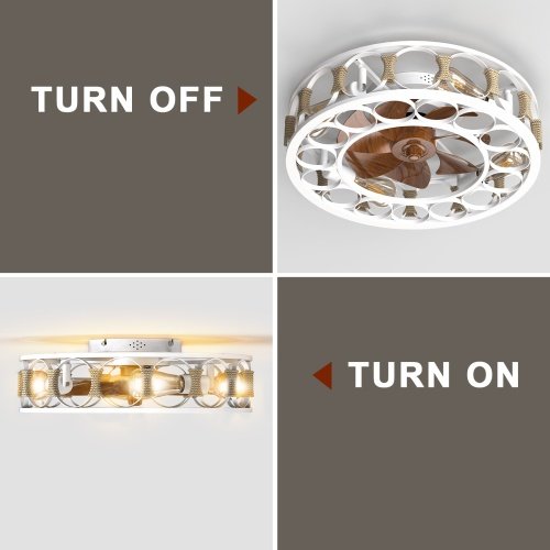 Cage Ceiling Fan With Light Remote Control, Semi-recessed Modern Ceiling Fan, 6 Speed Reversible Blades, 4 LED Bulbs Included Unavailable Platforms- Temu - Image 8