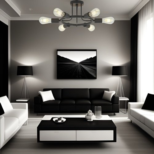 6 Lamps Modern Sputnik Lamp Semi Recessed Chandelier Black - Image 5