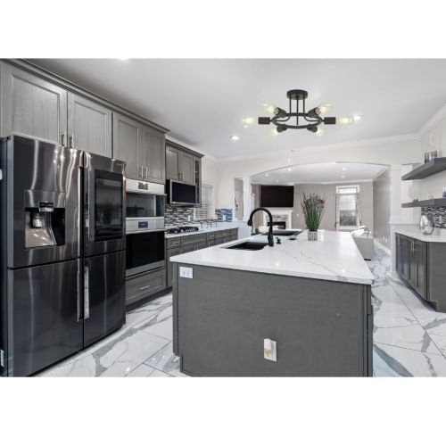 6 Lamps Modern Sputnik Lamp Semi Recessed Chandelier Black - Image 8