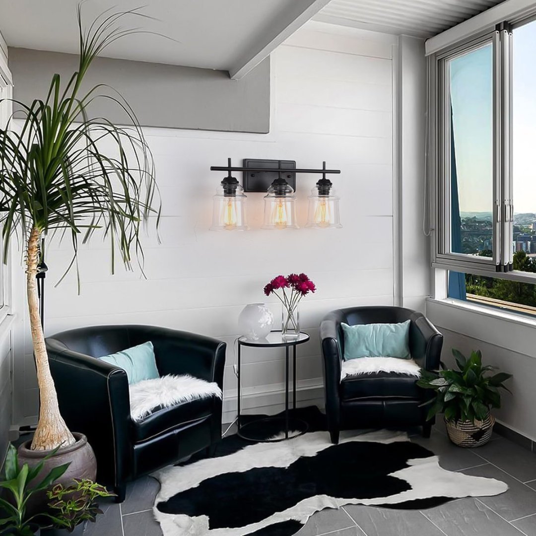 3-Light With Clear Glass Satin Shade,Unique Hand-make Lampshade, Industrial Indoor Light Fixture For Bathroom Living Room Bedroom Over Kitchen Sink,E26 Socket No Bulb - Image 3