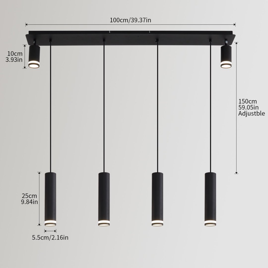 Angelina 6 - Light Matte Black Kitchen Island Pendant No Bulb - Image 9