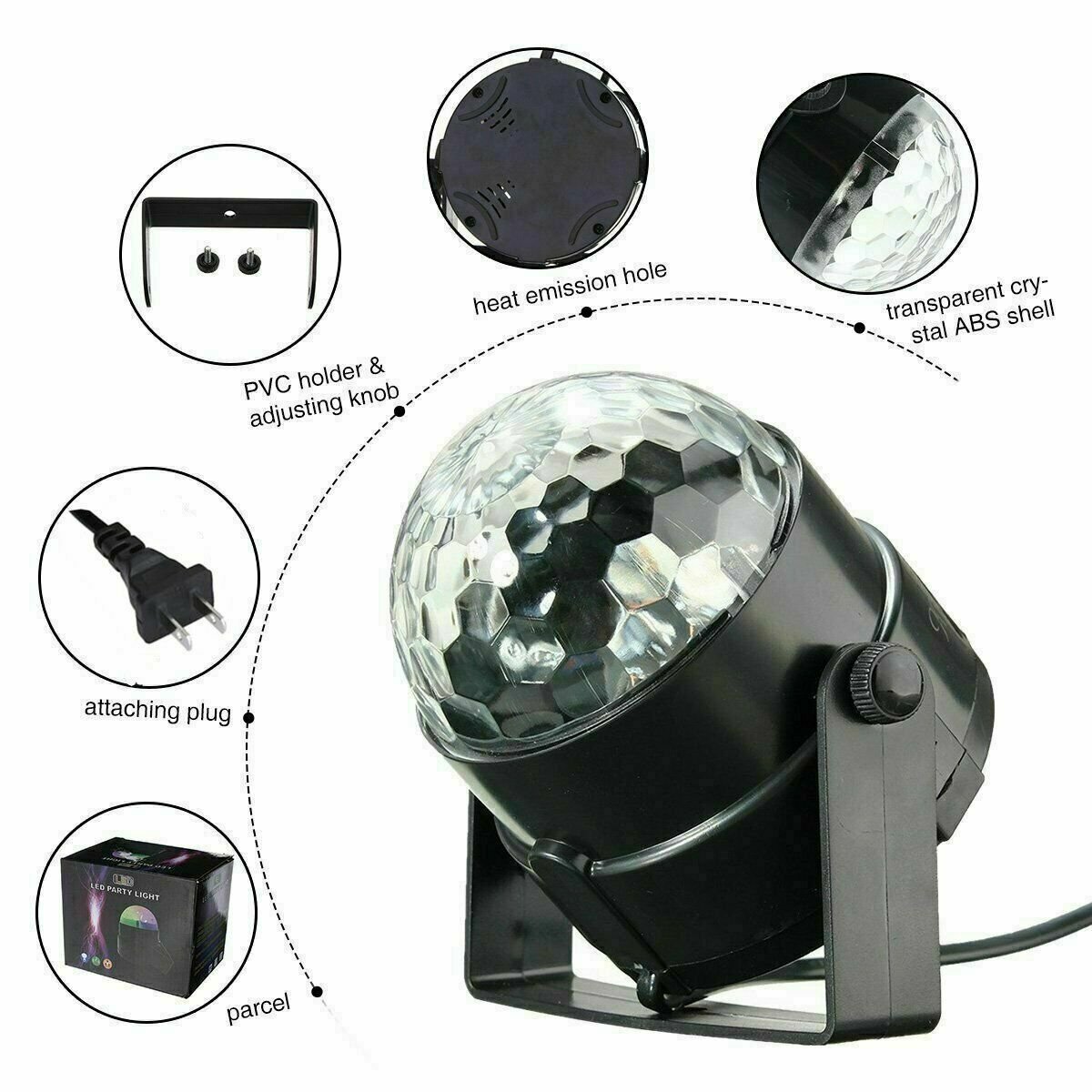 Disco Party Lights Strobe LED DJ Ball Sound Activated Bulb Dance Lamp Decoration - Image 8