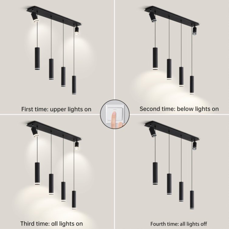 Angelina 6 - Light Matte Black Kitchen Island Pendant No Bulb - Image 2