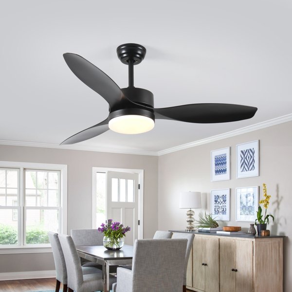 52 Inch Indoor And Outdoor Ceiling Fan With LED Selected Light Kit - Black - Image 2